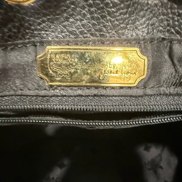 MCM Black Leather Backpack with Gold Accents - Picture 15 of 15